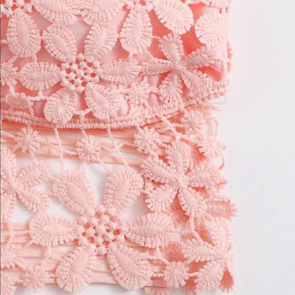 PINK GUIPURE LACE LONGLINE BRALETTE - Picture 5 of 8